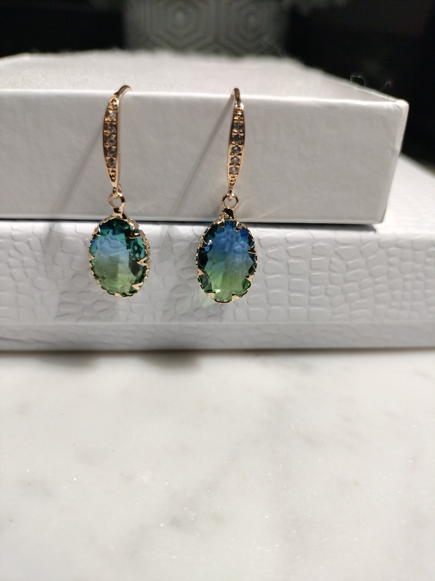Deep ocean blue drop earrings