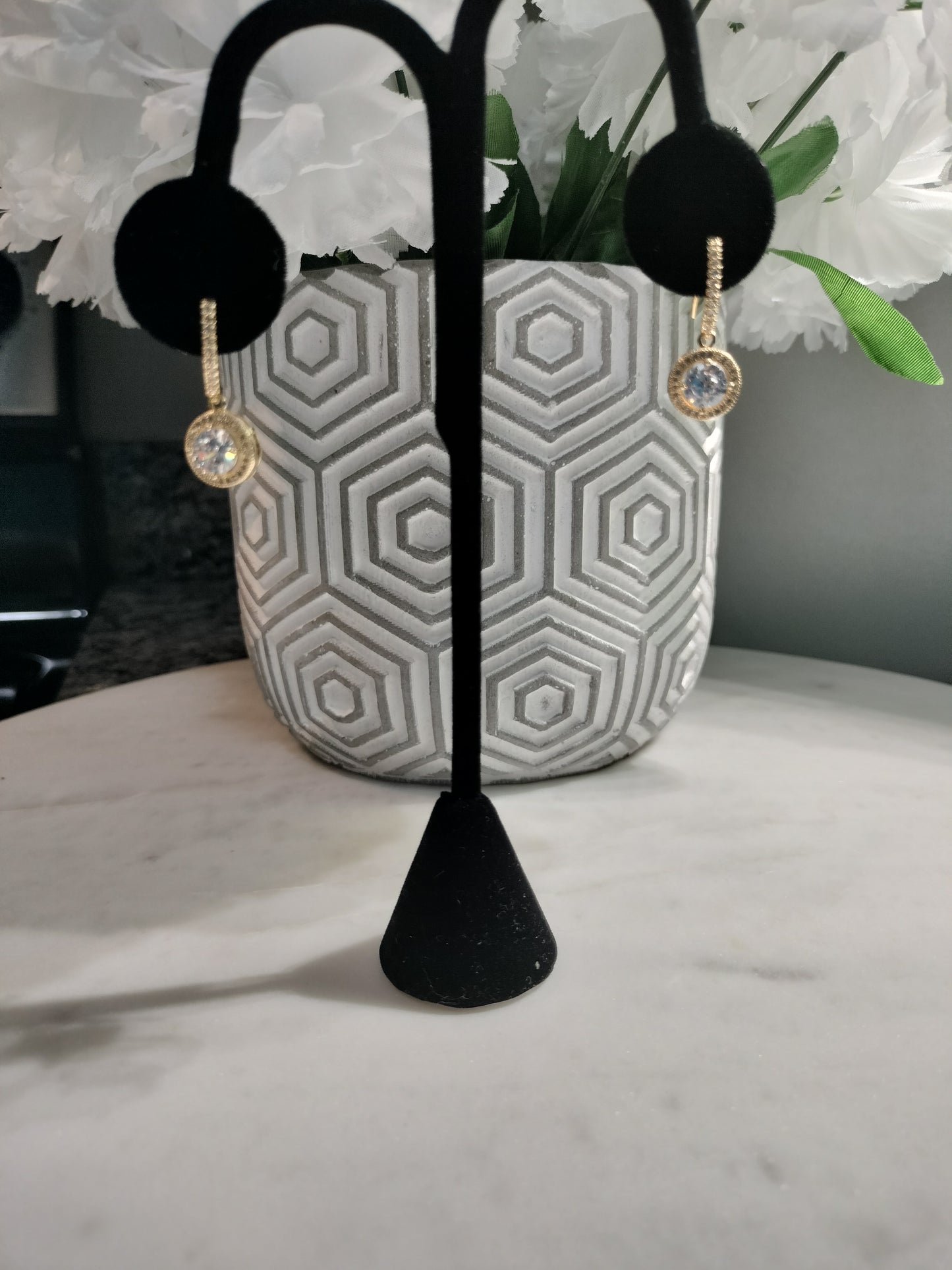 Complete circle cubic zirconia earrings 14k gold plated