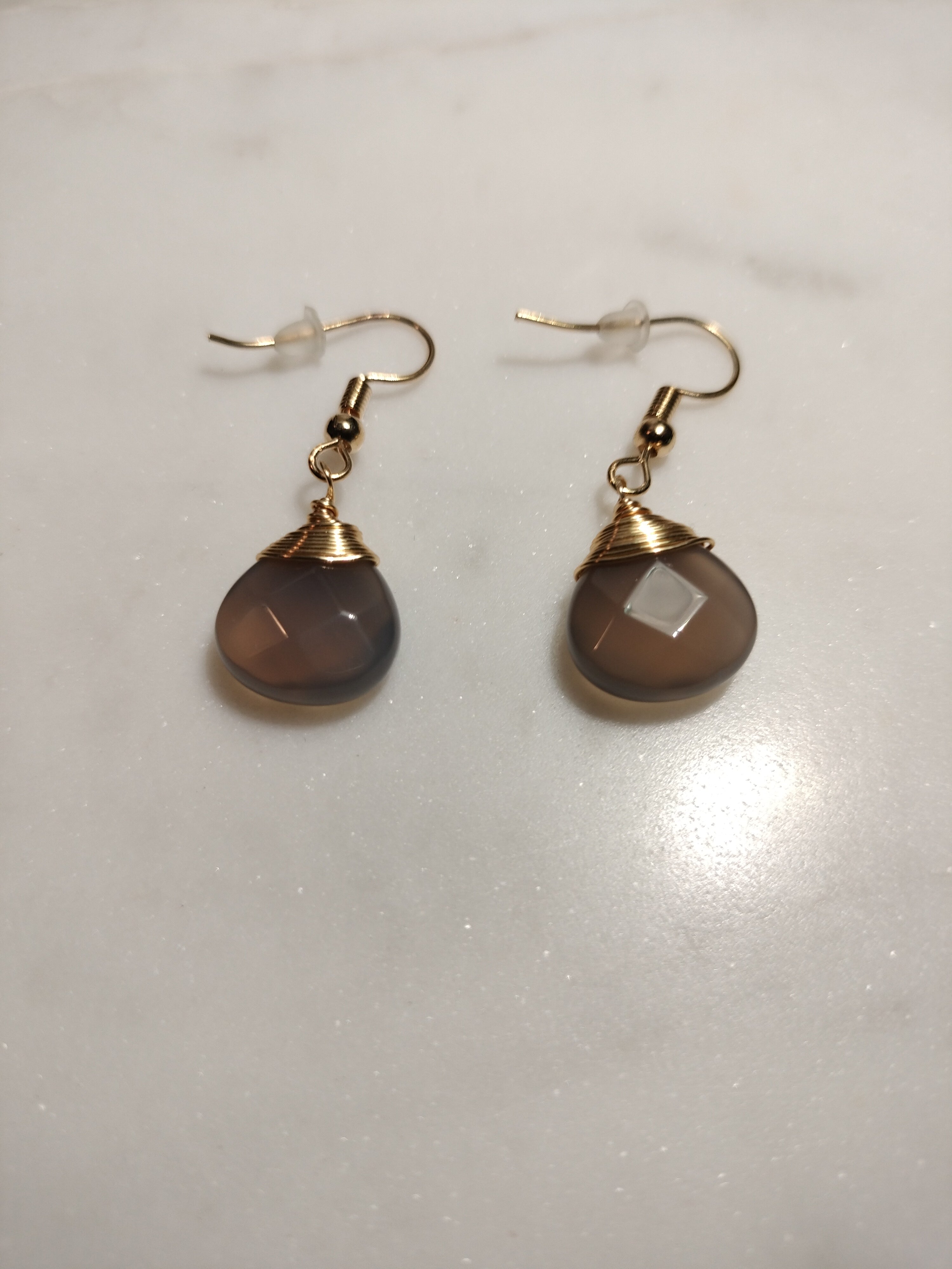 Chalcedony drop earrings
