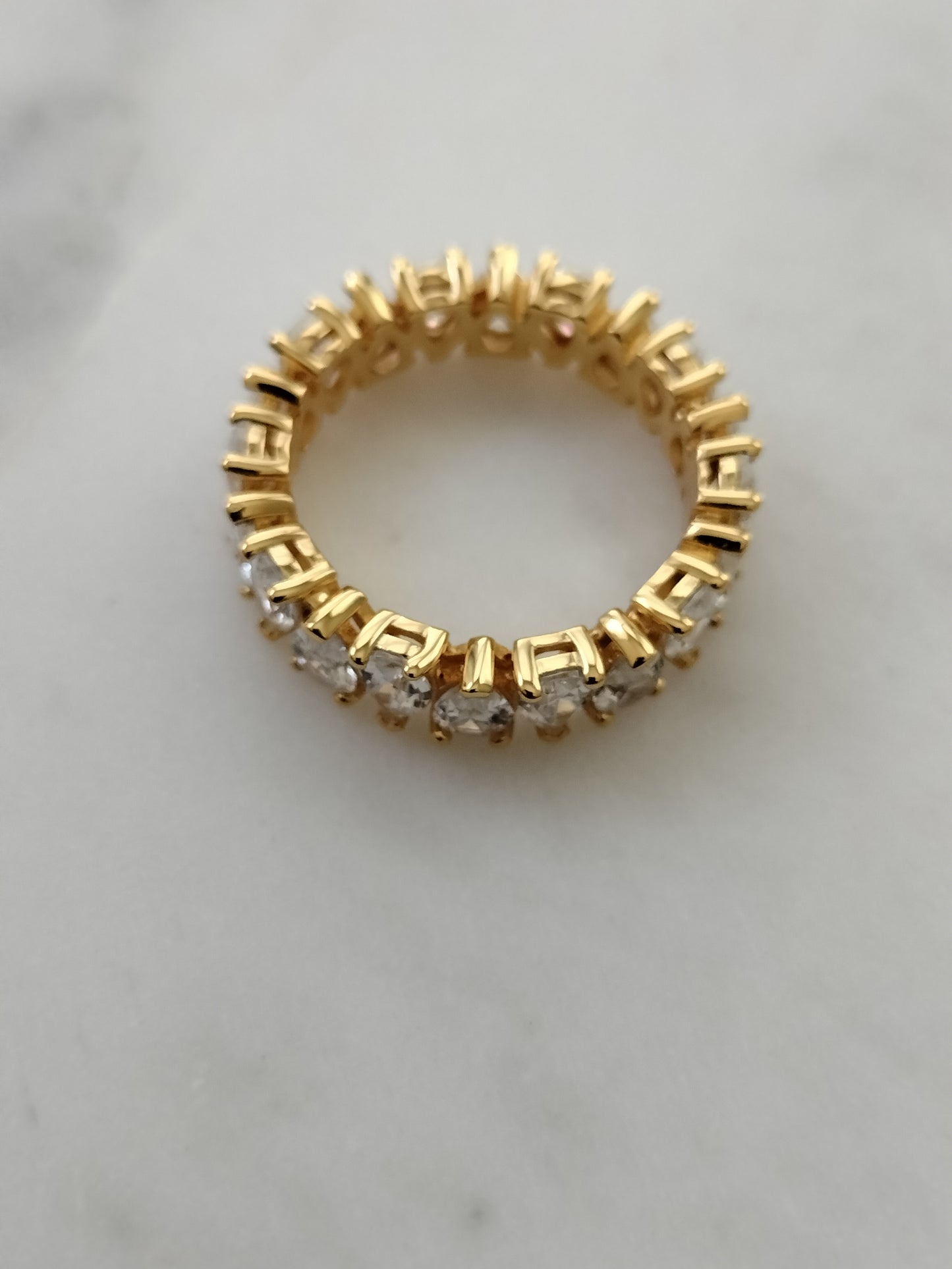 925 Sterling Silver 18 karat gold plated tear drop cubic zirconia ring in size 7.