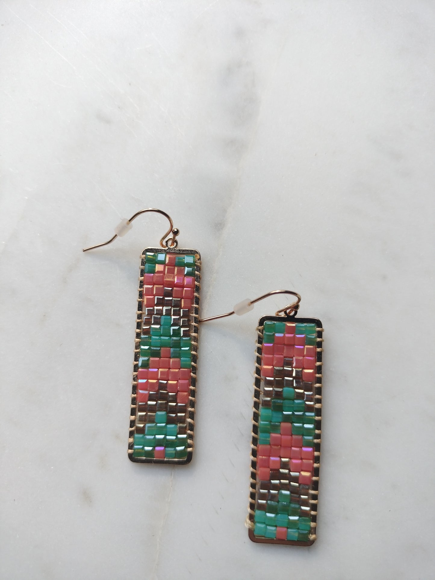Mosaic mesh beaded earrings