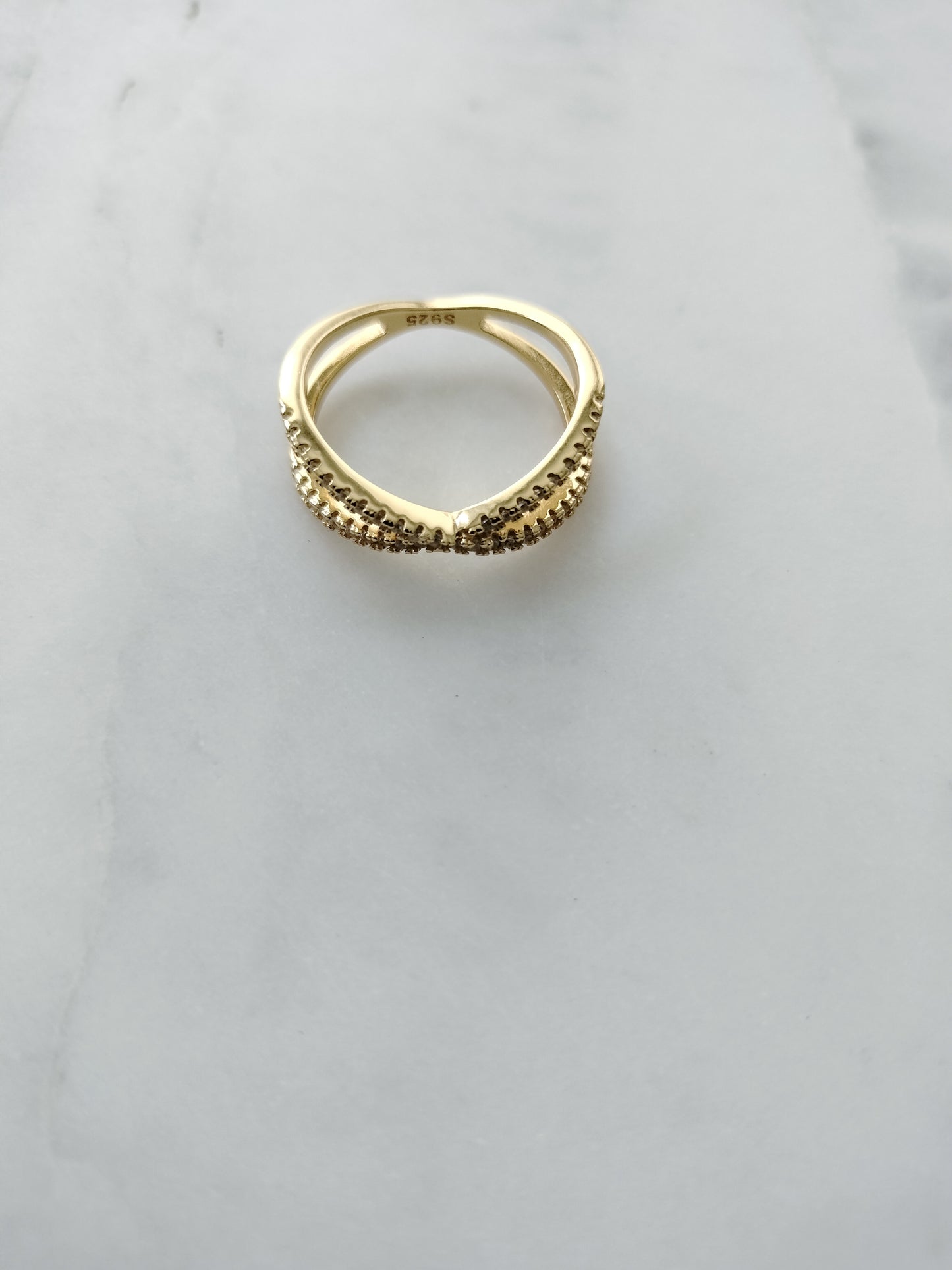 925 Sterling silver infinite bands 18 karat gold-plated ring with crystal stones