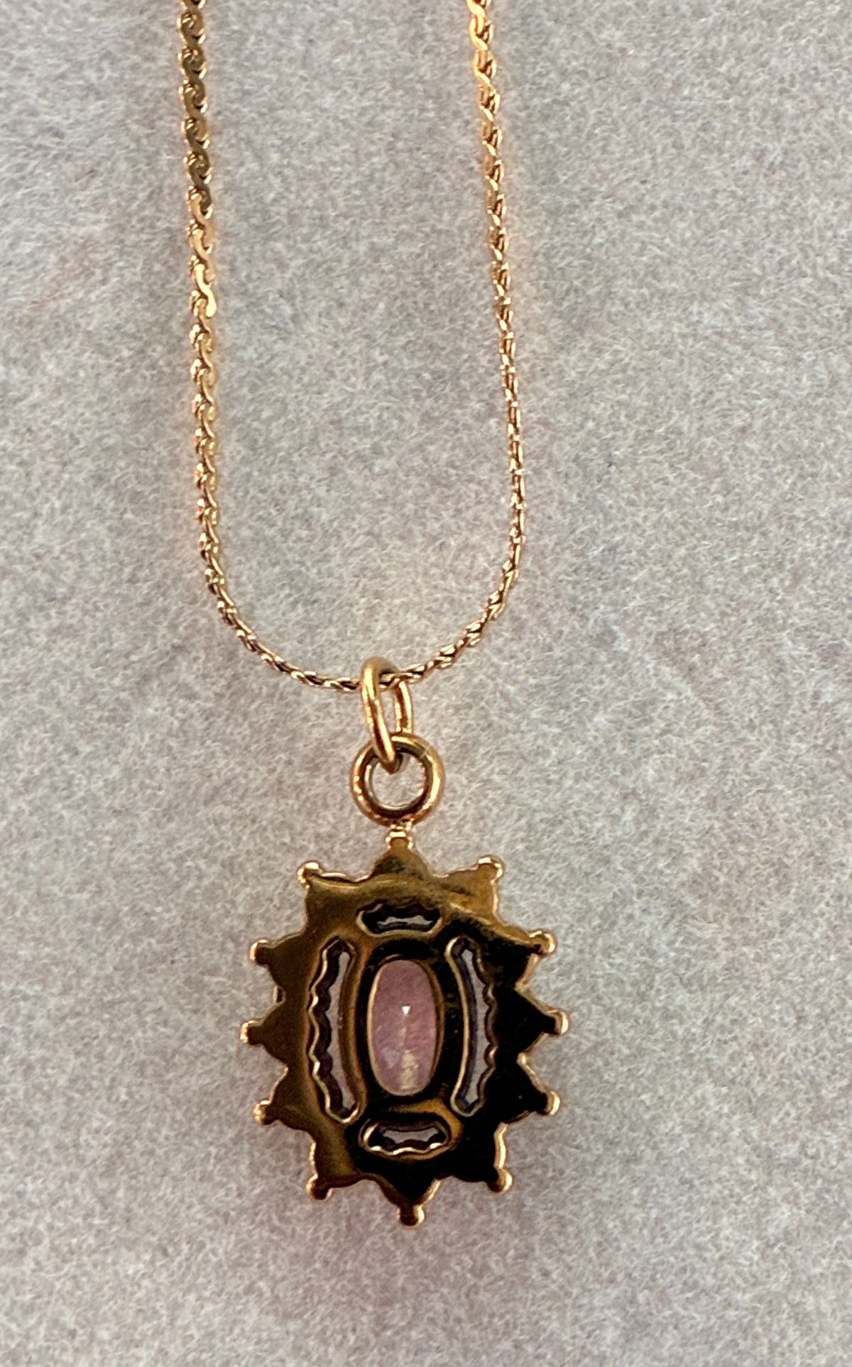 Diana necklace with pink and white crystals.