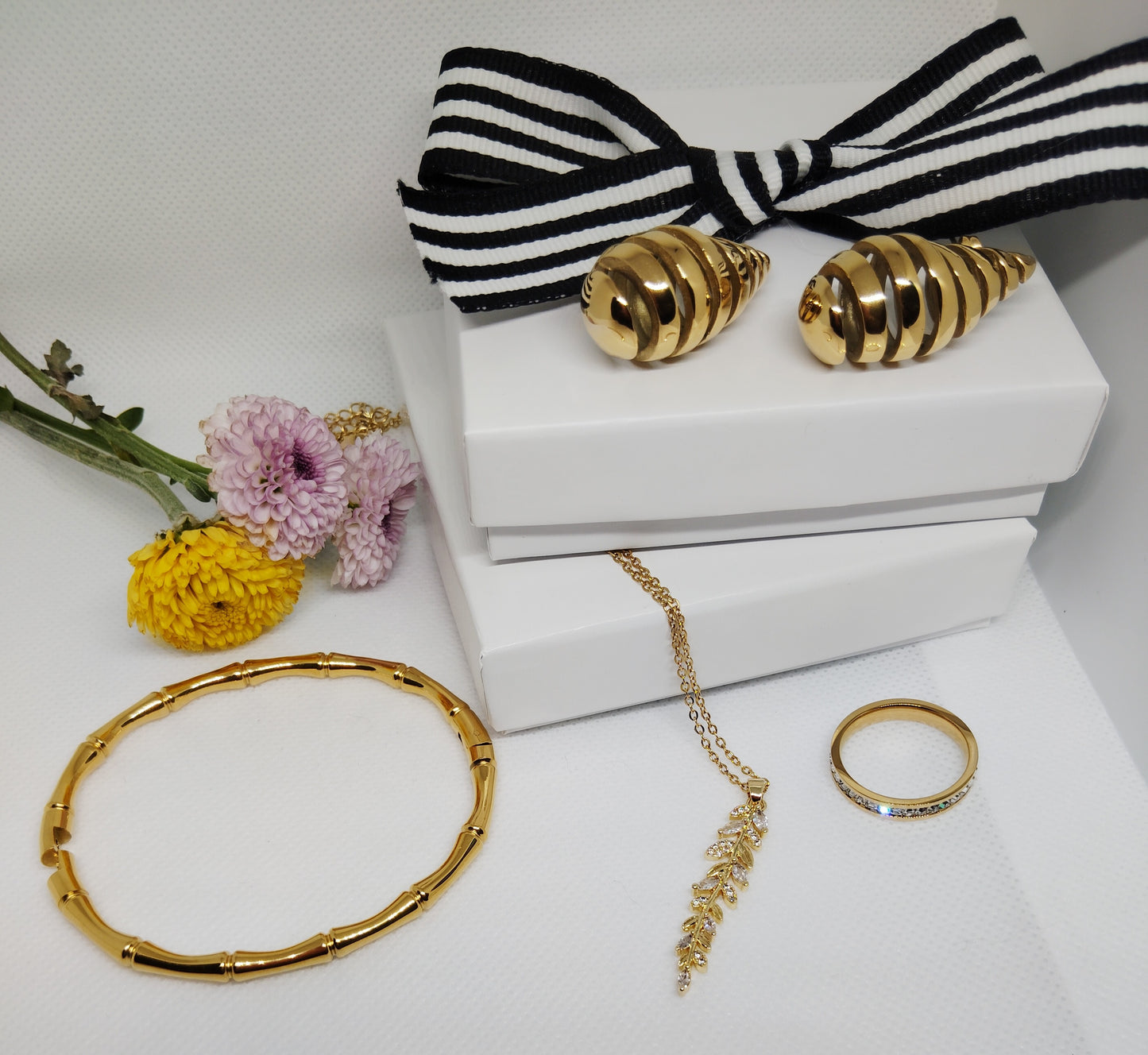 Bamboo bracelet. 18K triple gold plated stainless steel bracelet.