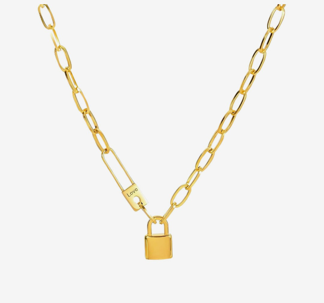 Love lock paperclip necklace