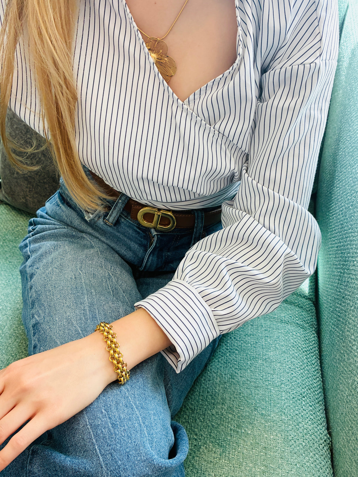Double curb linked bracelet