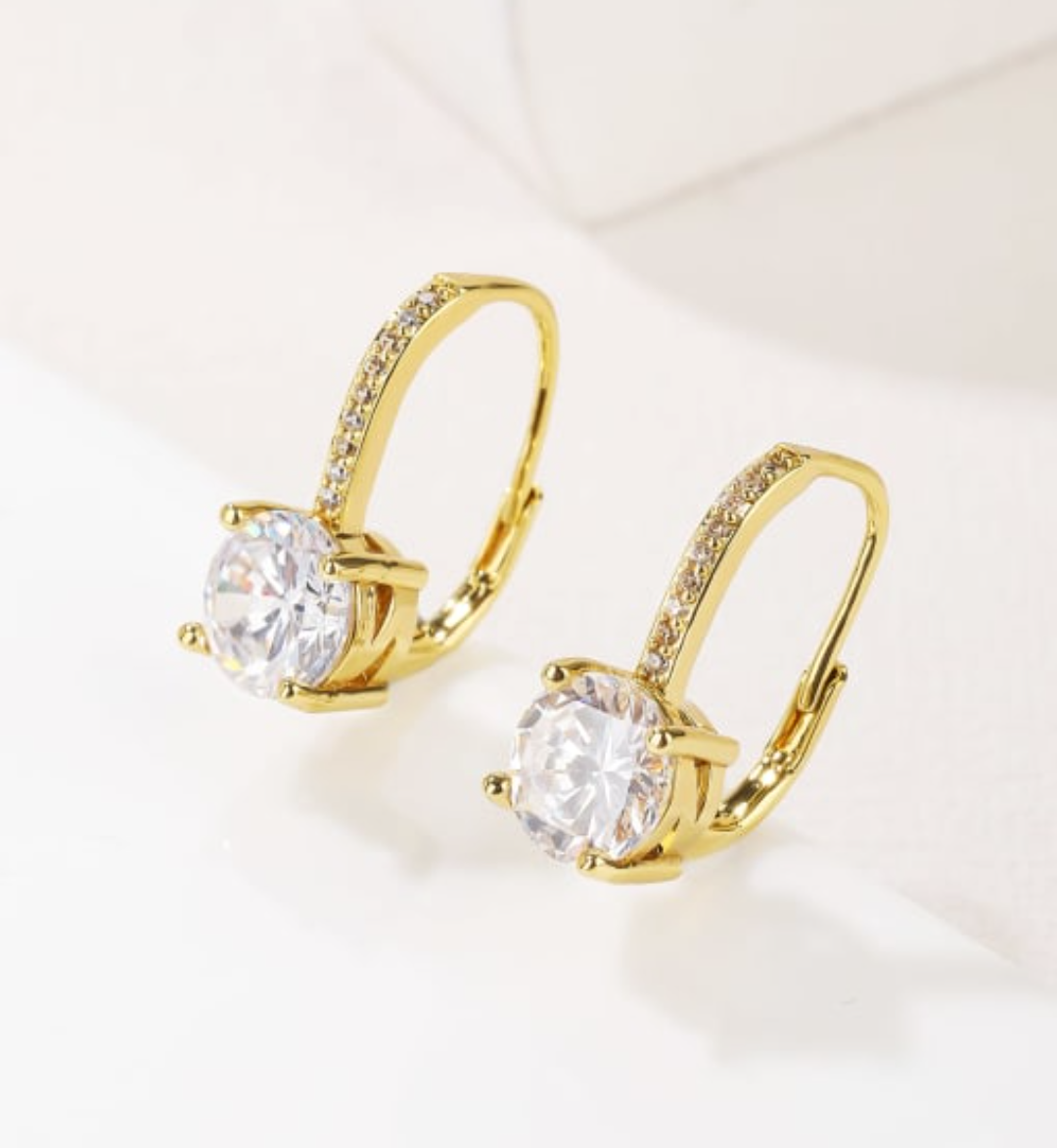925 sterling silver vermeil cubic zirconia drop earrings.