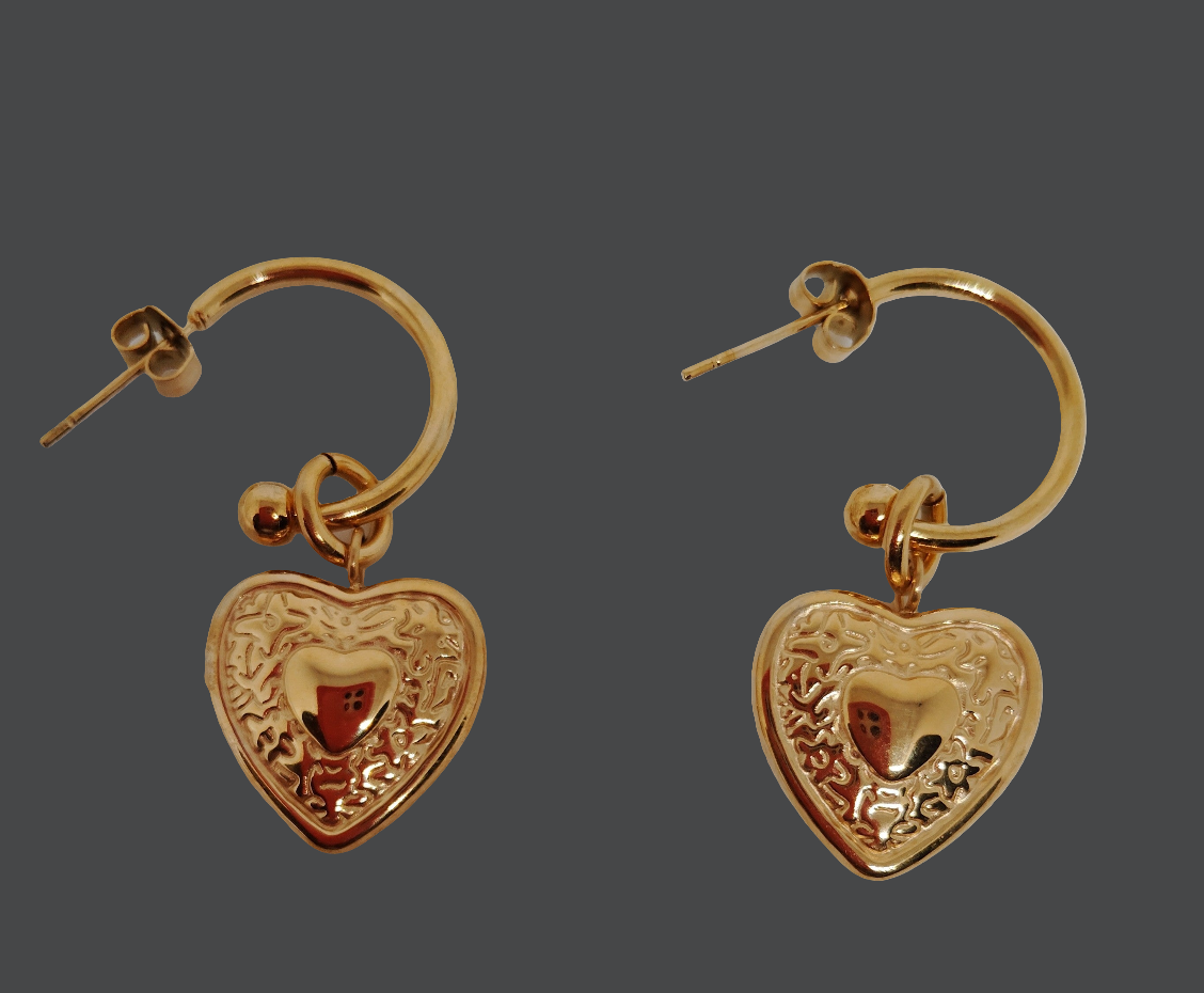 Hearts on hoops earrings