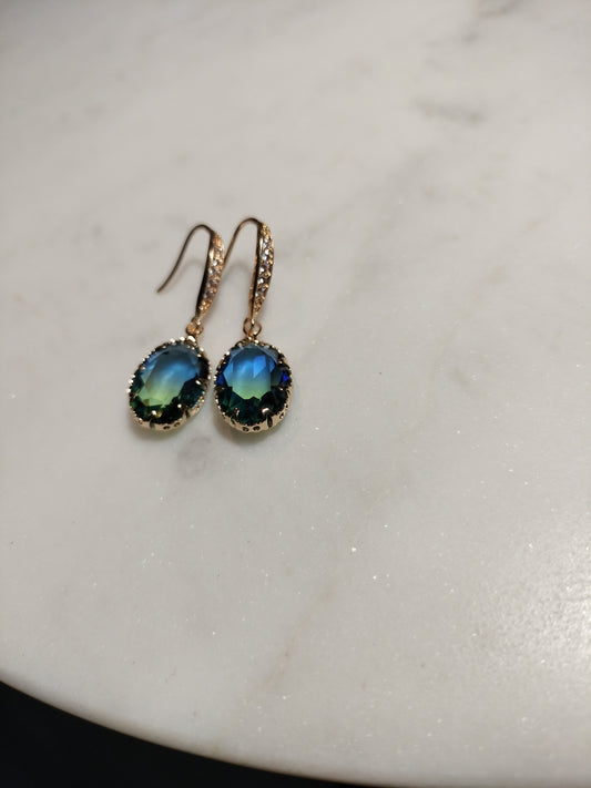Deep ocean blue drop earrings