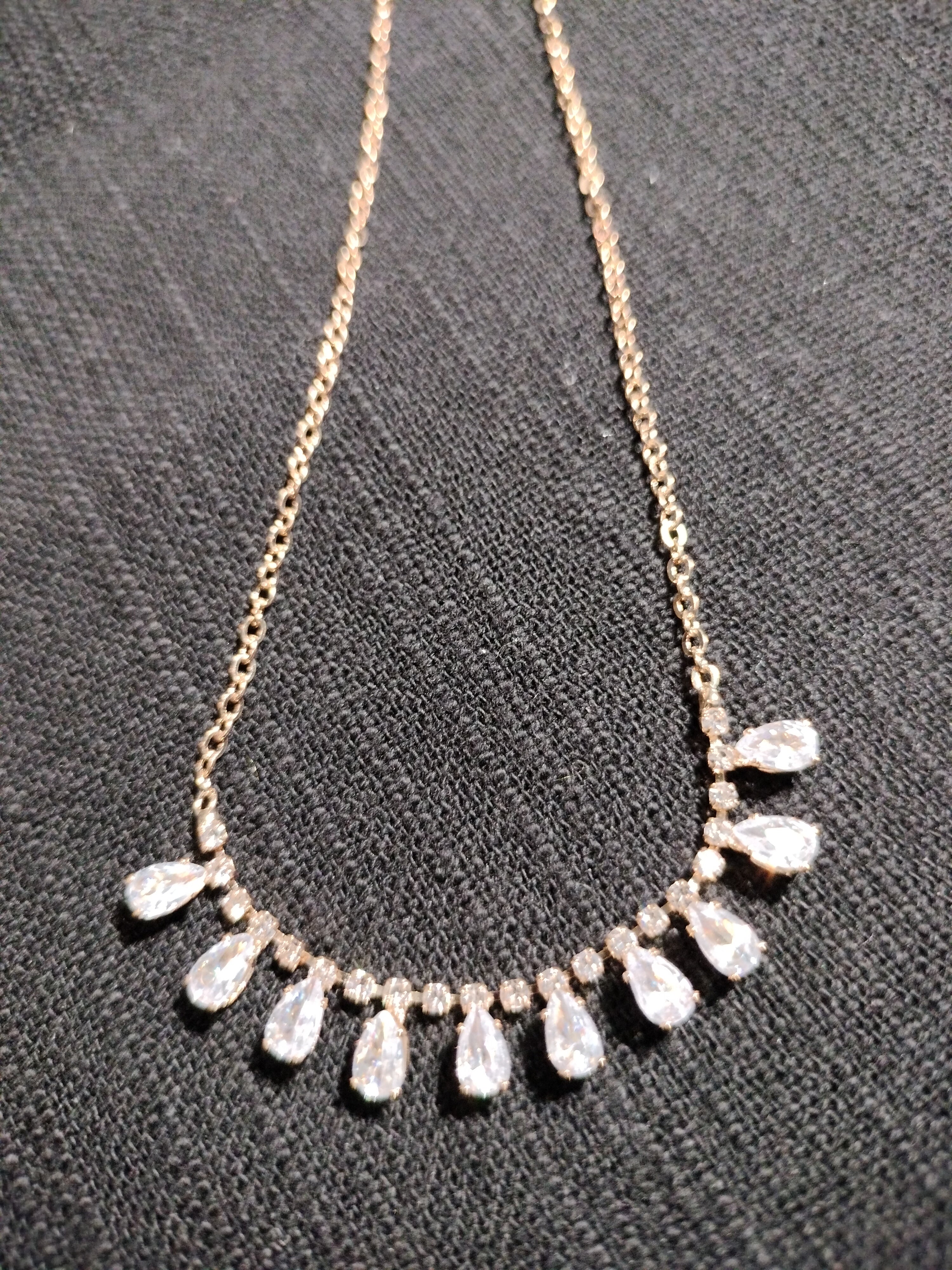 Raindrop cubic zirconia necklace 14 karat gold plated