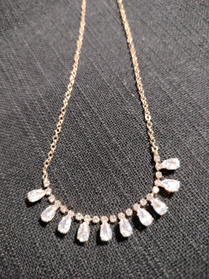 Raindrop cubic zirconia necklace 14 karat gold plated