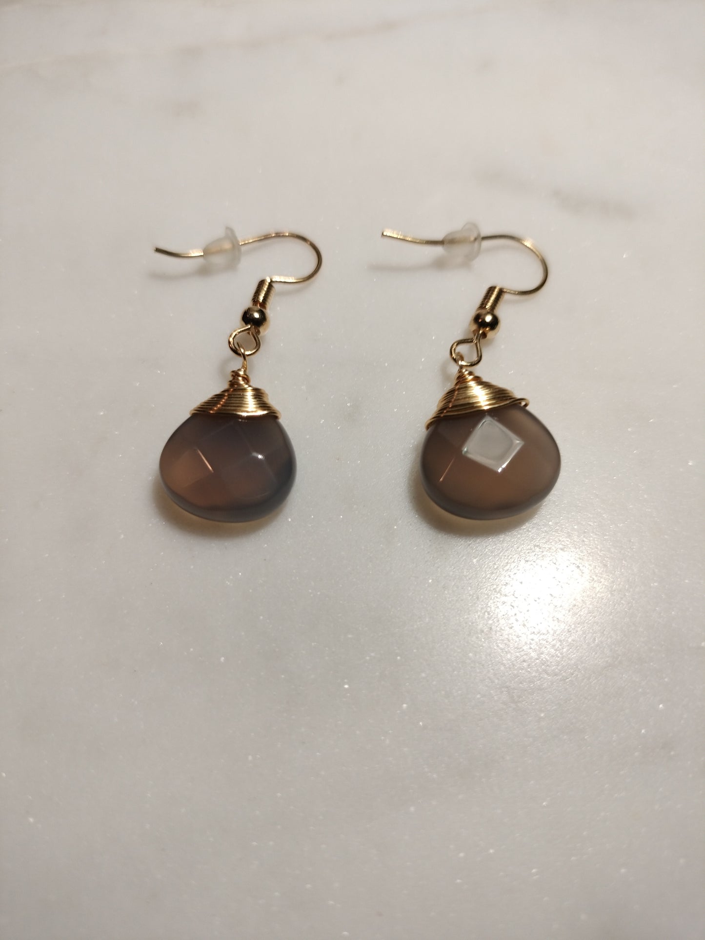 Chalcedony drop earrings