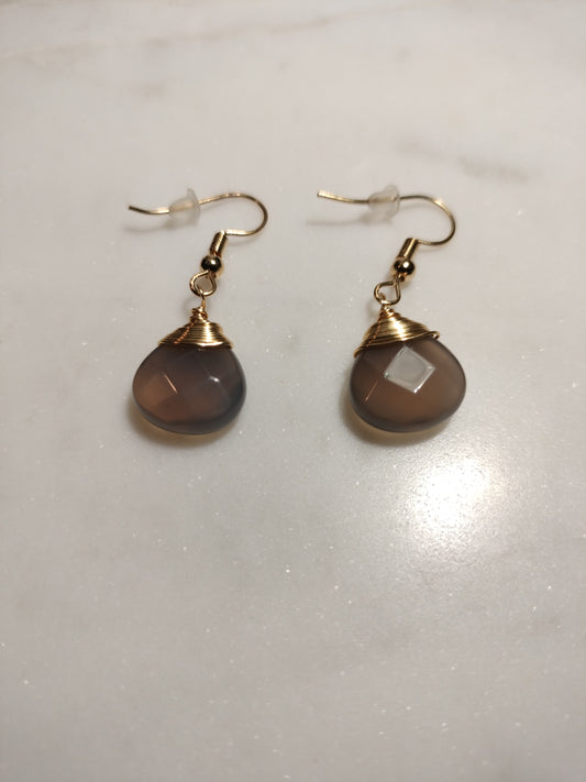 Chalcedony drop earrings
