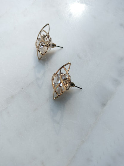 Three-dimensional cubic zirconia earrings