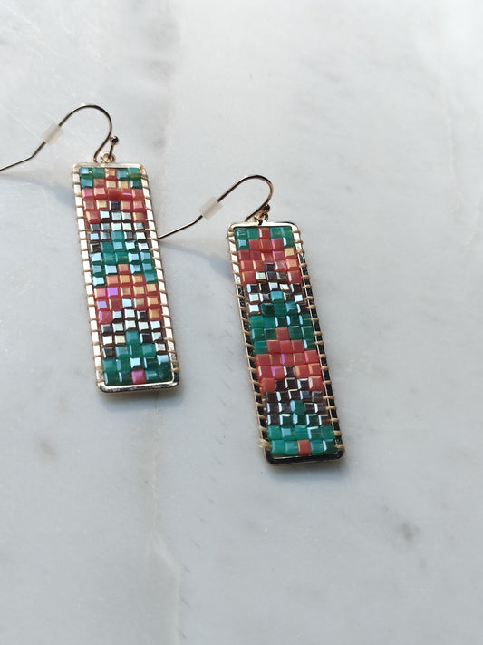 Mosaic mesh beaded earrings