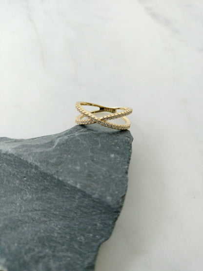 925 Sterling silver infinite bands 18 karat gold-plated ring with crystal stones