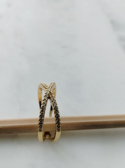 925 Sterling silver infinite bands 18 karat gold-plated ring with crystal stones