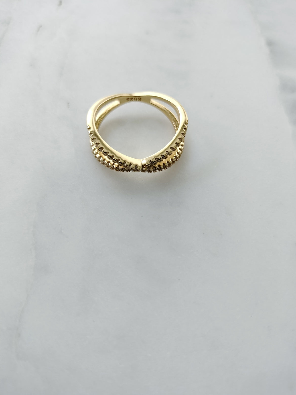 925 Sterling silver infinite bands 18 karat gold-plated ring with crystal stones