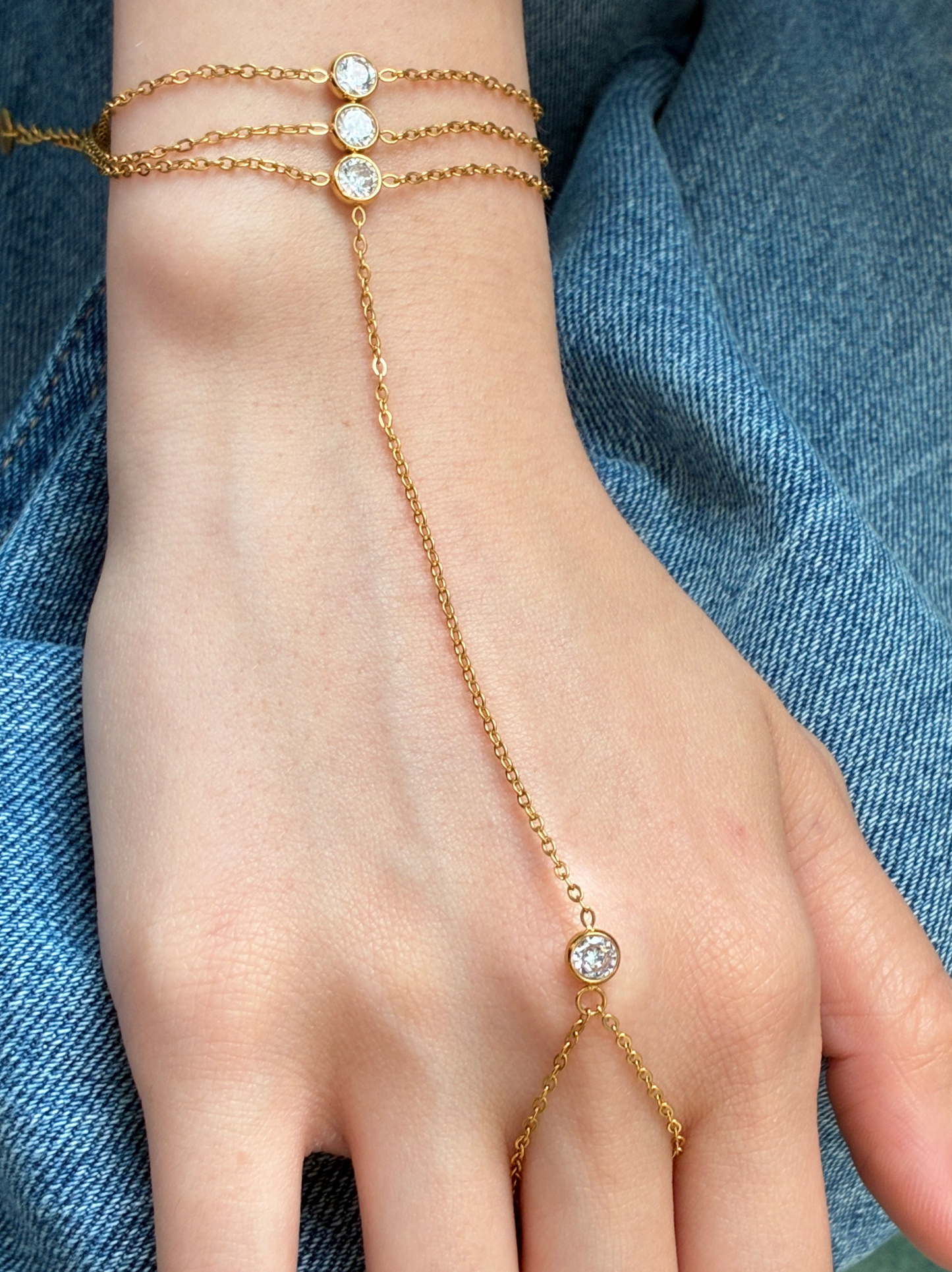 Crystal hand chain bracelet