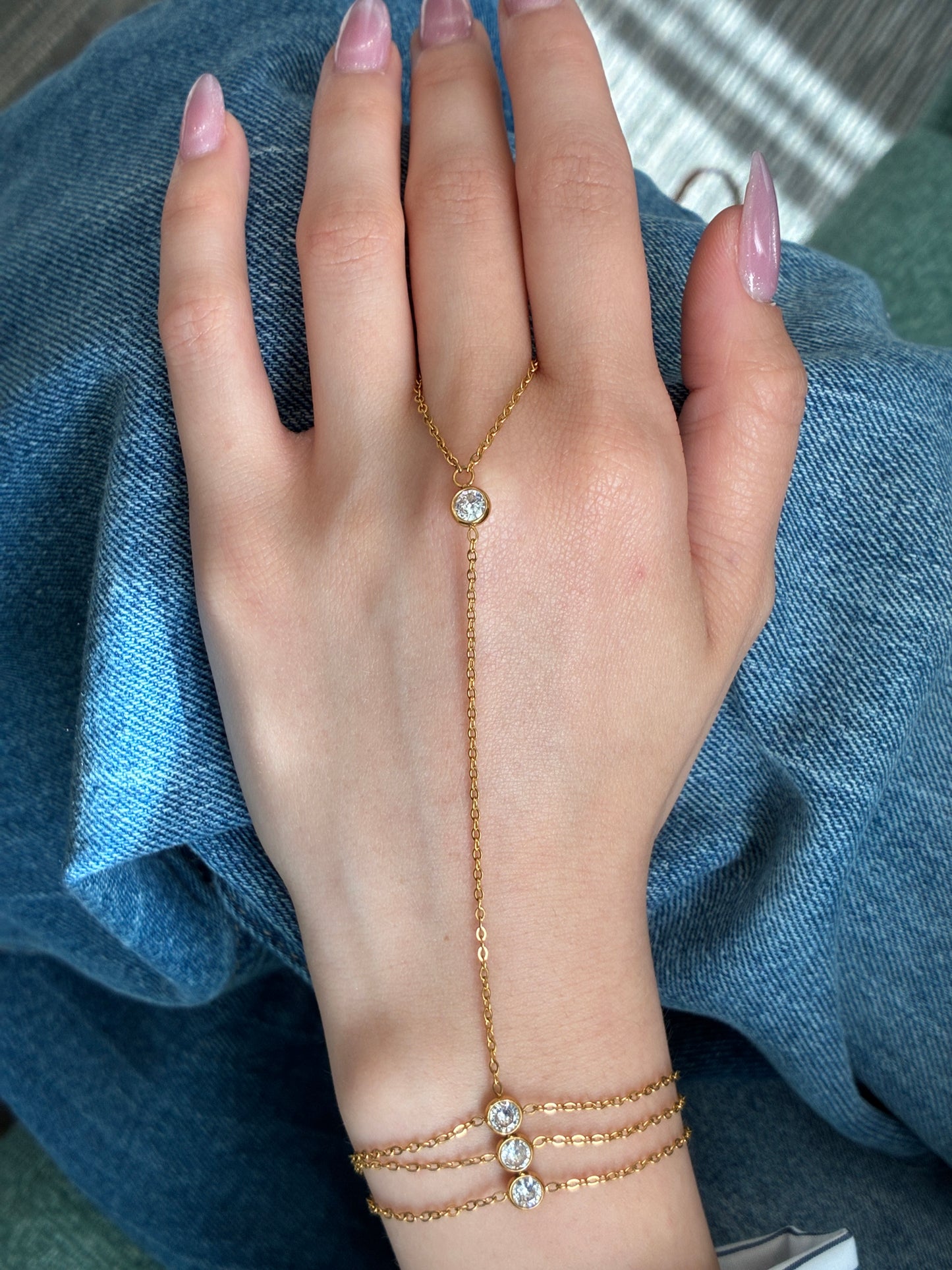 Crystal hand chain bracelet