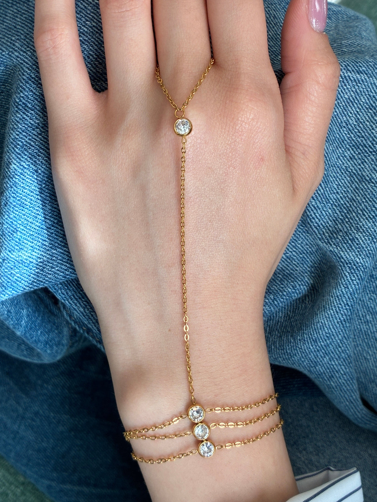 Crystal hand chain bracelet