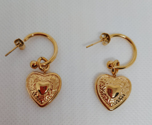 Hearts on hoops earrings