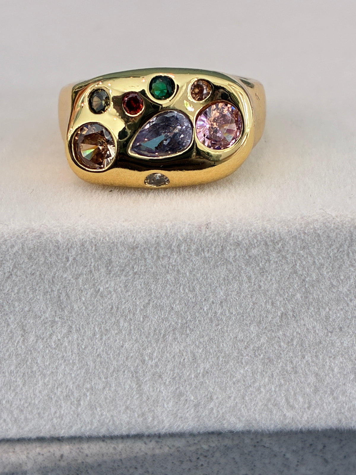 Gold crystal cluster ring