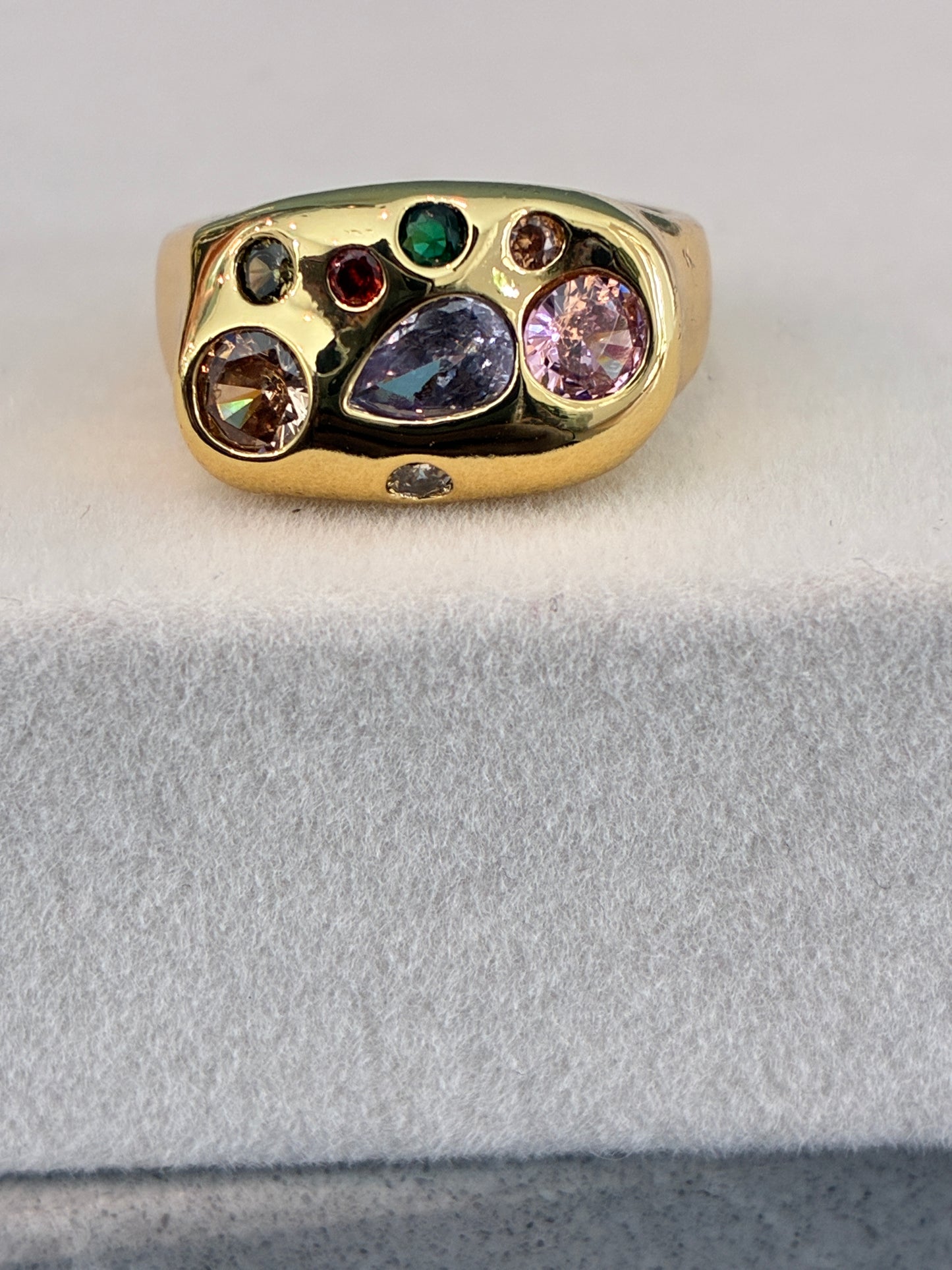 Gold crystal cluster ring