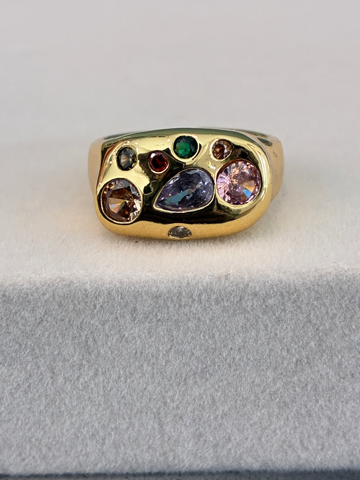 Gold crystal cluster ring