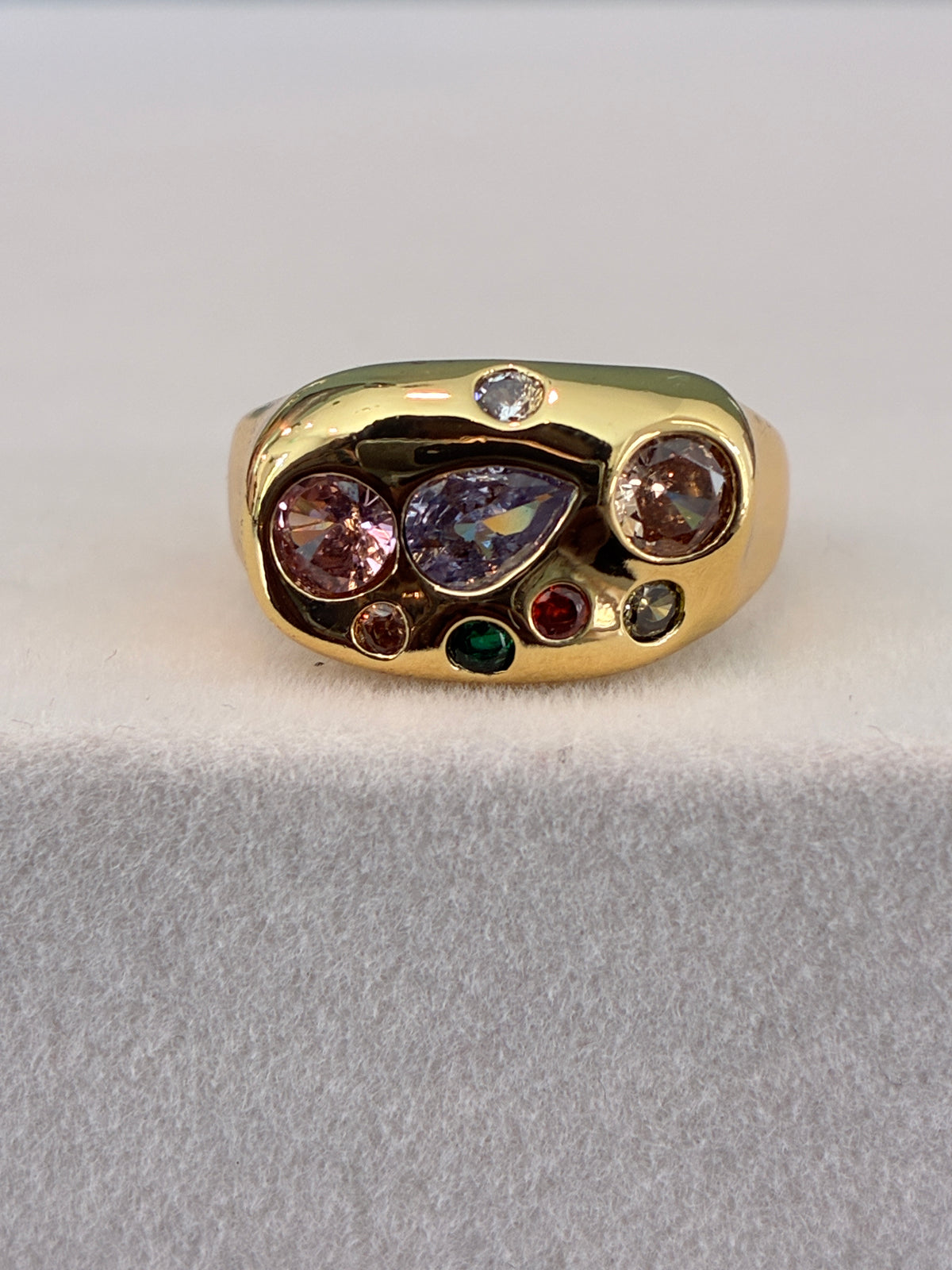 Gold crystal cluster ring