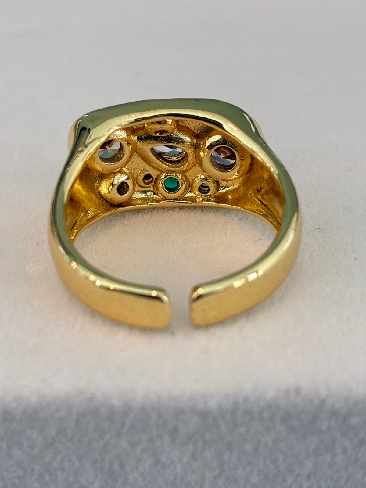 Gold crystal cluster ring