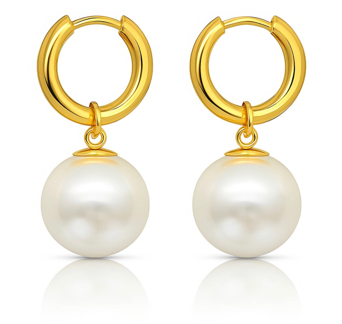 Pearl drop hoop earrings