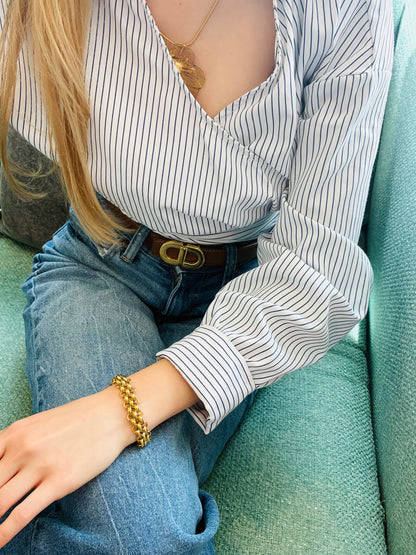 Double curb linked bracelet