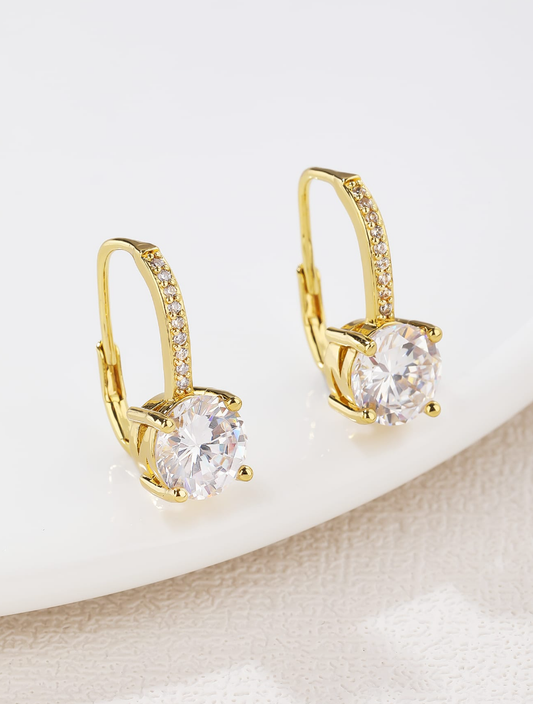 925 sterling silver vermeil cubic zirconia drop earrings.