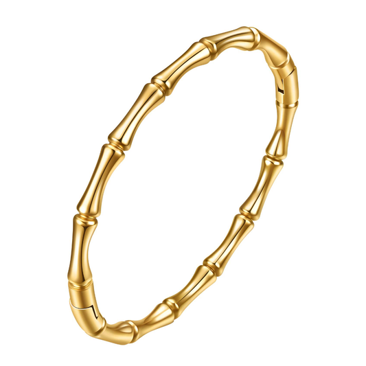 Bamboo bracelet. 18K triple gold plated stainless steel bracelet.