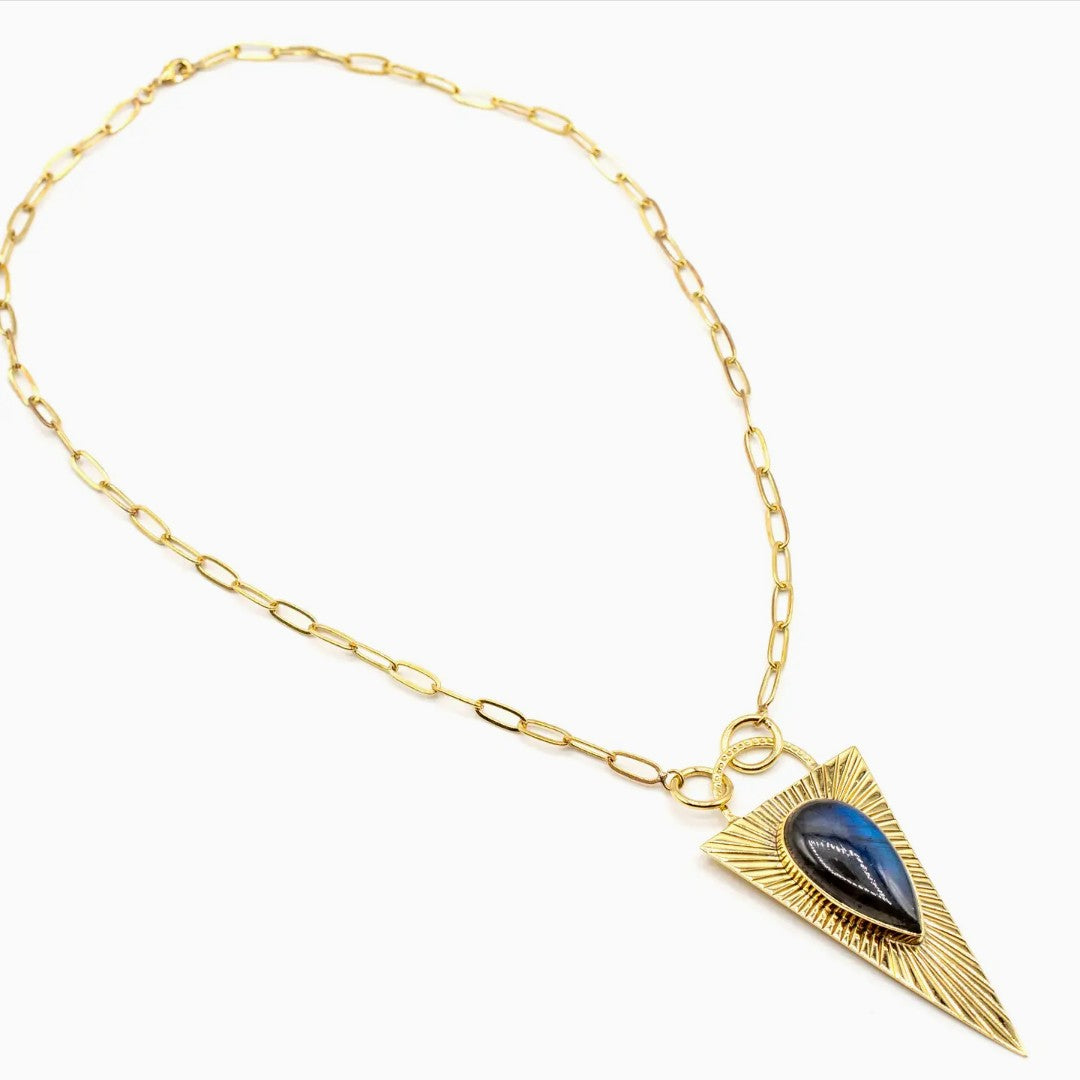Labradorite and brass medallion Necklace